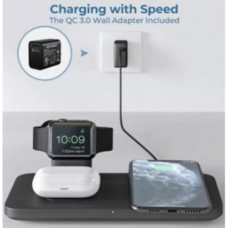 Base de carga inalámbrica Seneo 3 en 1 para iPhone, Apple Watch y AirPods
