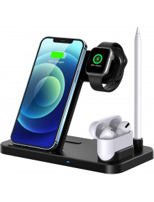 Base de Carga Inalámbrica 4 en 1 - Carga Rápida para iPhone, Apple Watch y AirPods