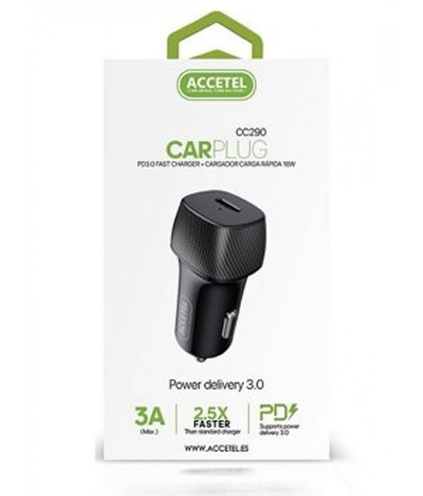 ADAPTADOR DE COCHE TIPO C ACCETEL ADAPTADOR DE COCHE TIPO C ACCETEL