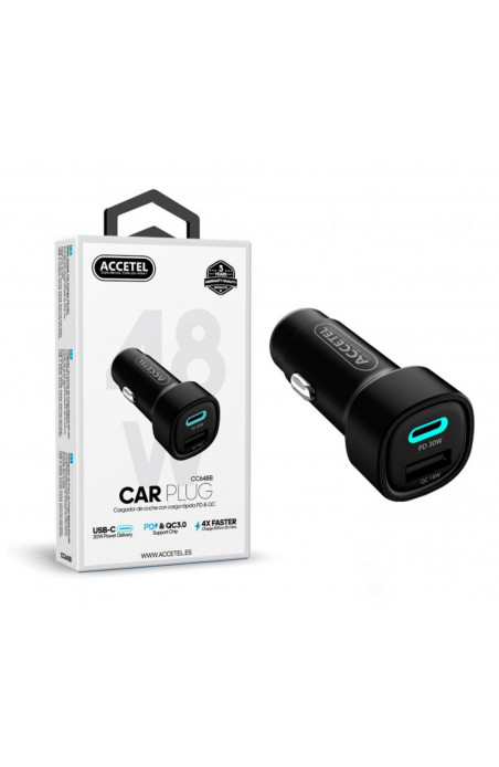 ADAPTADOR DE COCHE TIPO C/USB ACCETEL