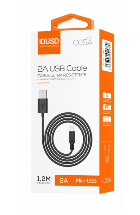 CABLE DE CARGA MINI-USB NEGRO IDUSD