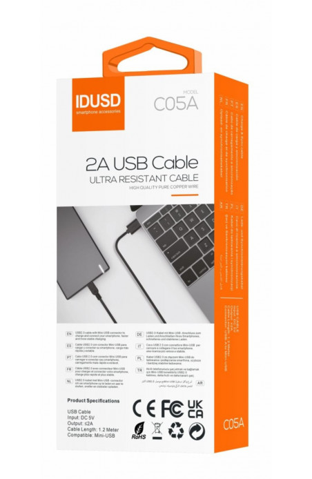CABLE DE CARGA MINI-USB NEGRO IDUSD
