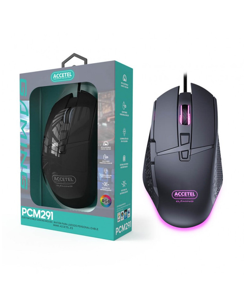 Ratón Gaming Accetel PCM291 | Precisión Óptica 6400 DPI Ratón Gaming Accetel PCM291 | Precisión Óptica 6400 DPI